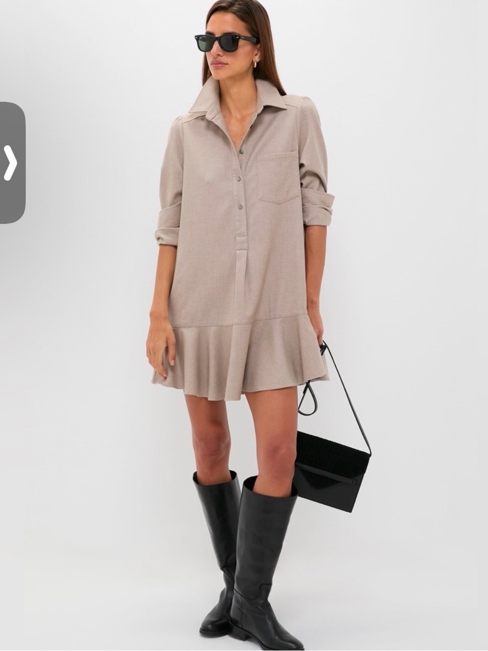Tuckernuck Long Sleeve Polo Dress in Light Beige